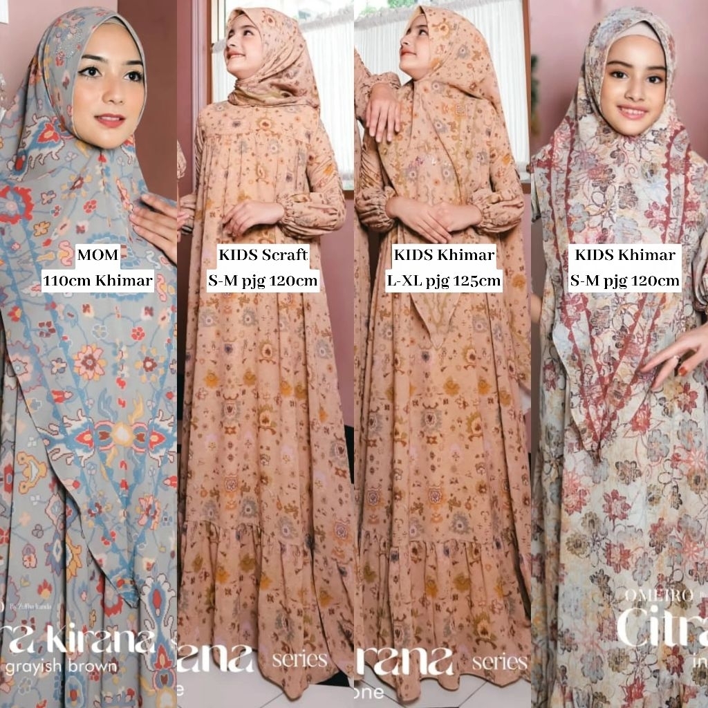 Citra Kirana Mom Ibu Anak Girl KIds Couple Series Dress Scraft Khimar Syari by Omeiro
