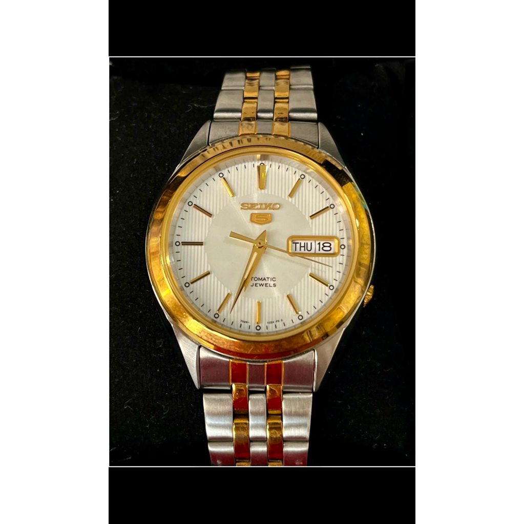 Seiko 5 Sports Automatic White Dial Dual Tone Stainless Steel Strap