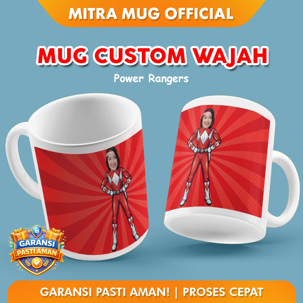 Custom Gelas Mug Foto Muka Hadiah Lucu Unik - Power Rangers