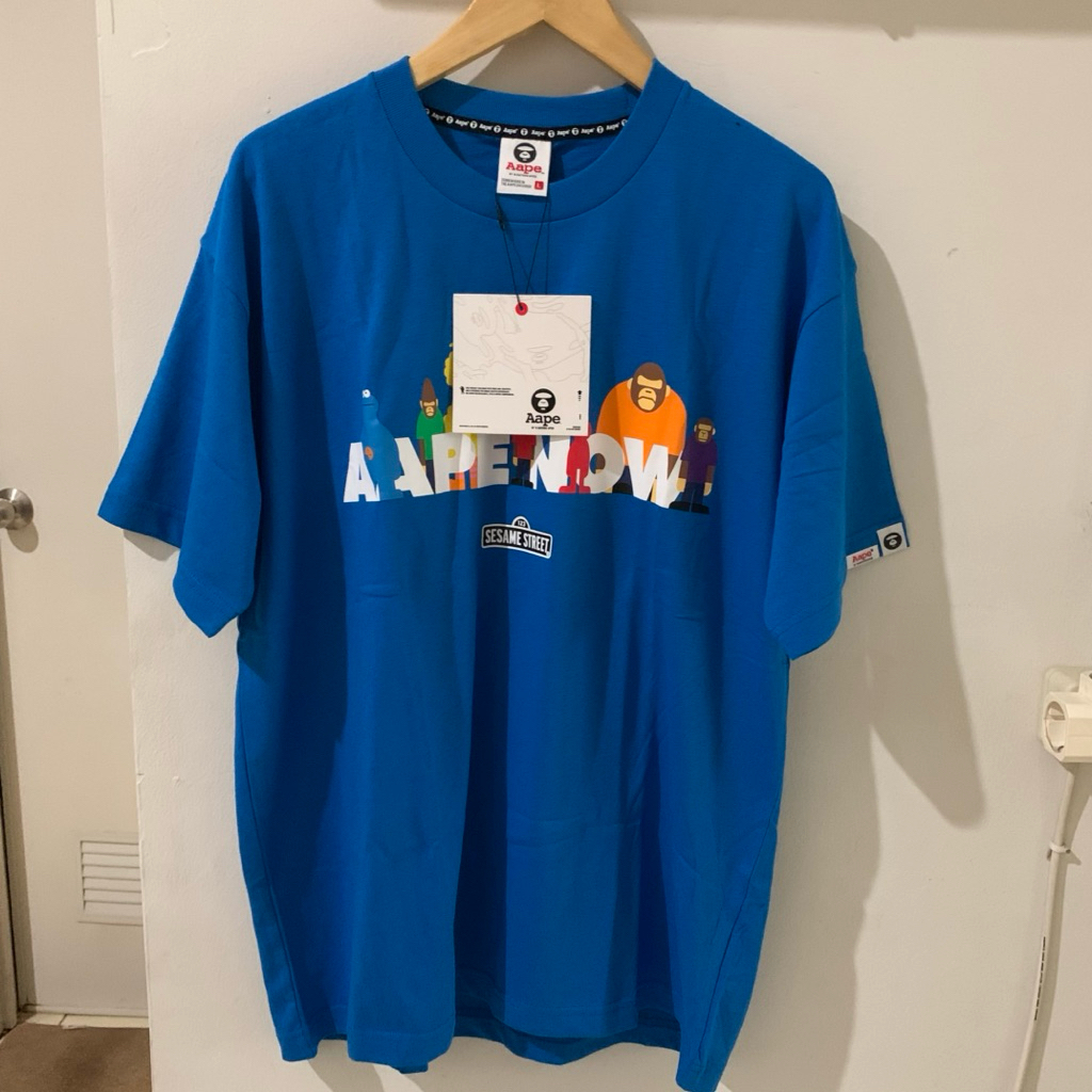 Kaos AAPE original - kaos a bathing AAPE x SESAME STREET AAPE NOW - kaos bape biru
