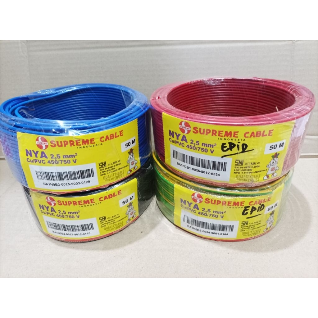 PER ROL Kabel Supreme NYA 1x2.5mm Kabel Tunggal Kawat SNI