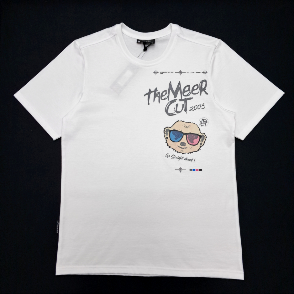 Tshirt Meercut M 387 388 White Cotton Combed 24s