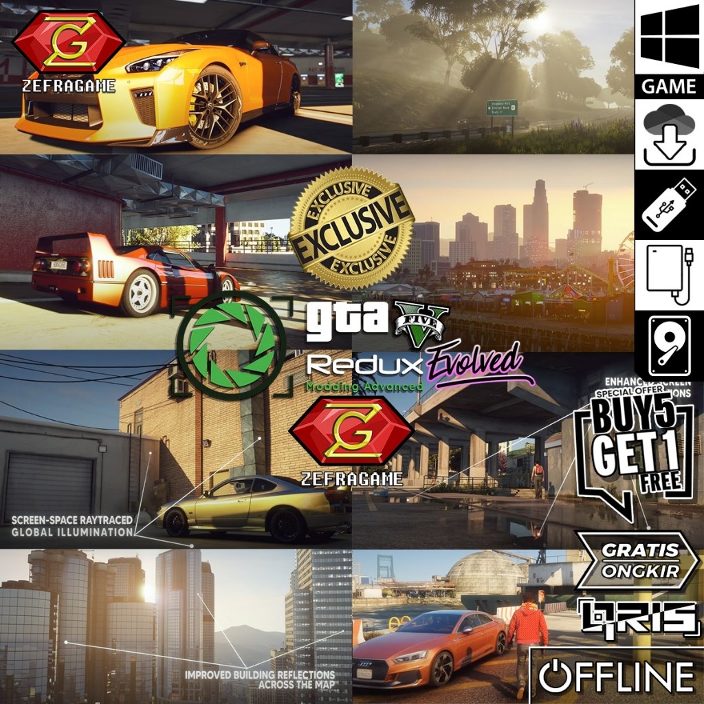 GTA 5 REDUX Evolved GTA V Grand Theft Auto 5 Game PC Laptop Games