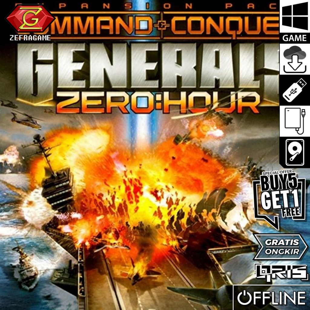 Command and Conquer Generals + Zero Hours CNC General + CNC Zero Hours Game PC Laptop Games