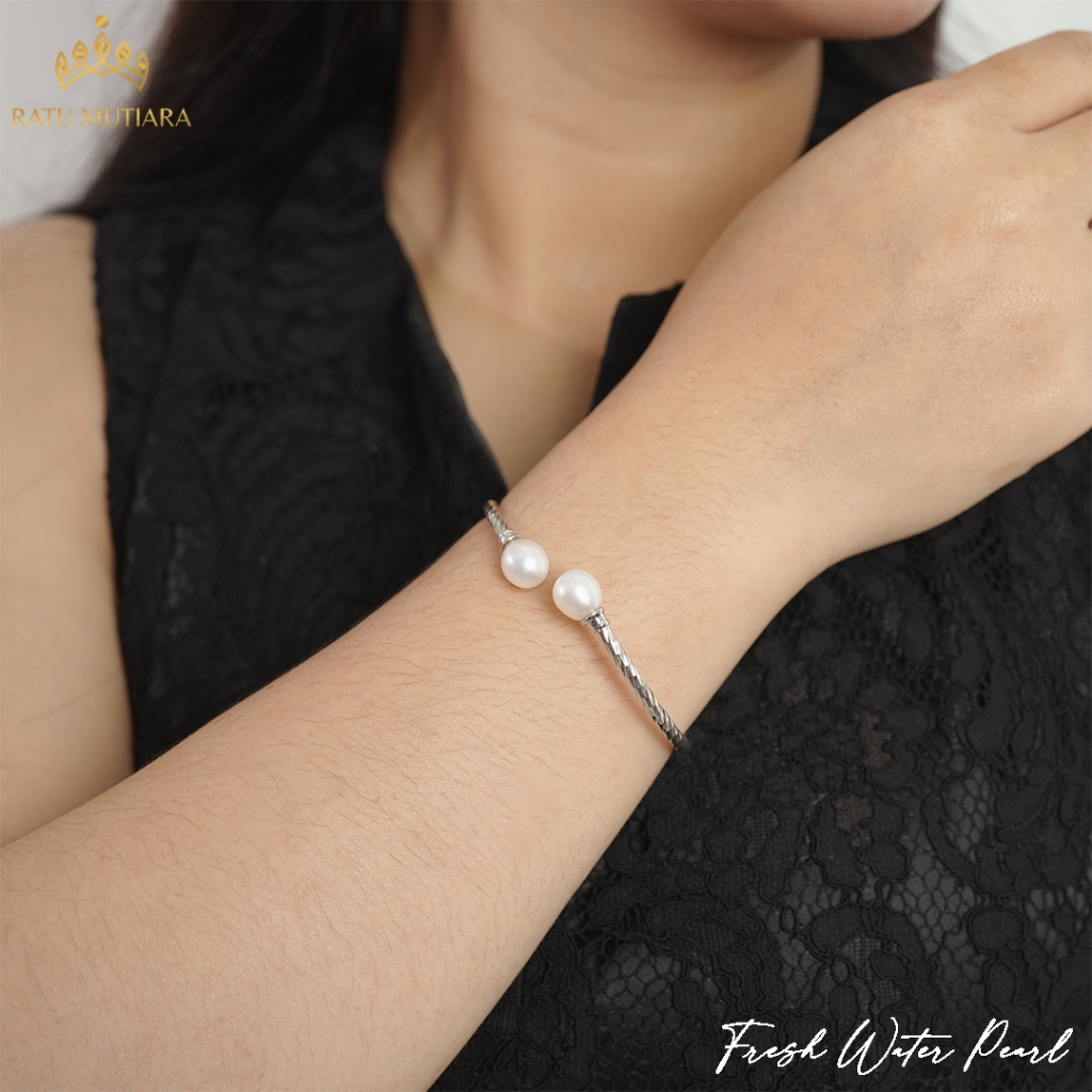 Gelang Bangle Mutiara Air Tawar 8-9mm S925