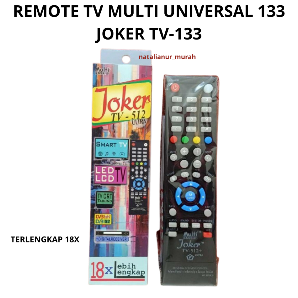 REMOTE TV MULTI UNIVERSAL JOKER TV-133 / REMOTE JOKER 18X / REMOTE JOKER SERI 512