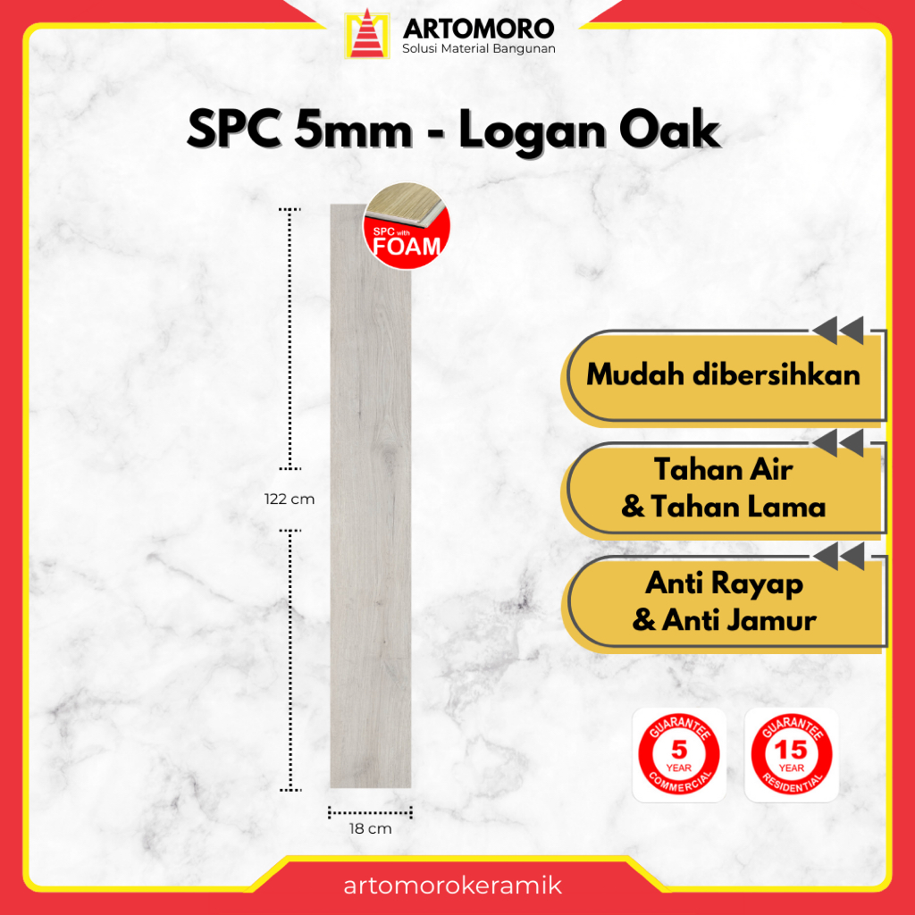 SPC 5mm (with IXPE foam) Logan Oak- KIA | Stone Plastic Composite | Lantai Vinyl Kayu - Click & Lock