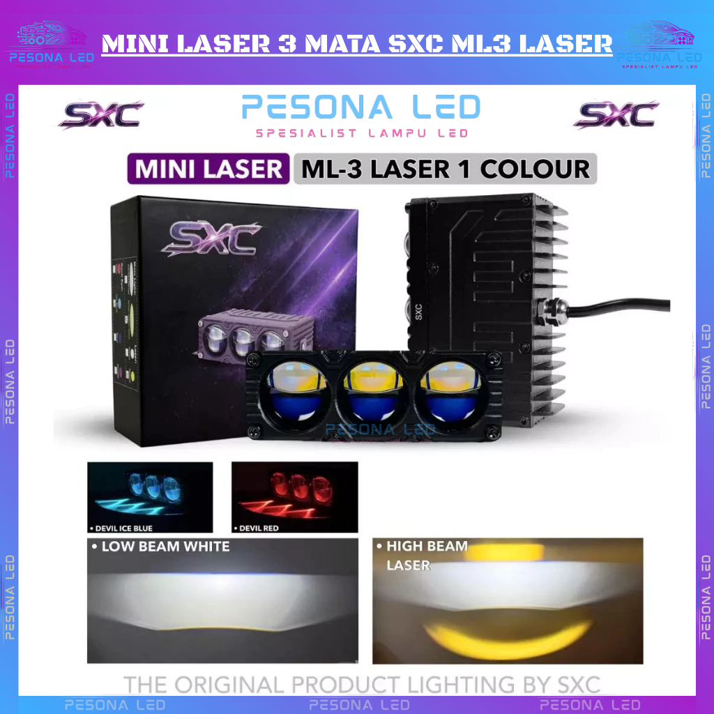 ML3 LASER LAMPU TEMBAK BILED 3 MATA LASER 3 WARNA BLUELENS MINI LASER 3 MATA CAHAYA MODEL BILED ASLI