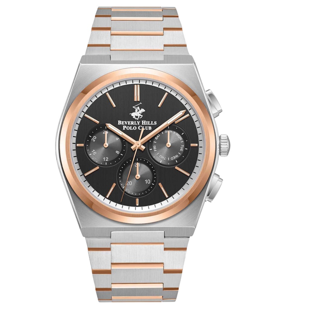 Galery Jam Tangan Beverly Hills Polo Club BP3381X.550 Silver Rosegold Dial Black