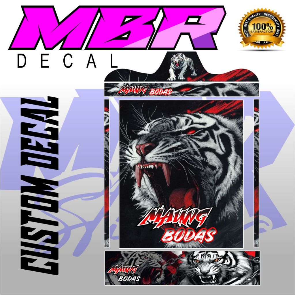 COD Decal stiker sangkar kotak keren, stiker sangkar vinyl,maung bodas,macan putih