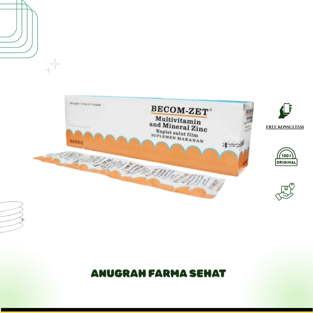 BECOM ZET STRIP - Multivitamin Tablet dengan Zinc Untuk Daya Tahan Tubuh