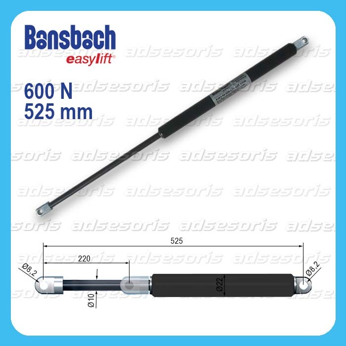 Bansbach Gas Spring Tekan Panjang 525mm Kekuatan 600N