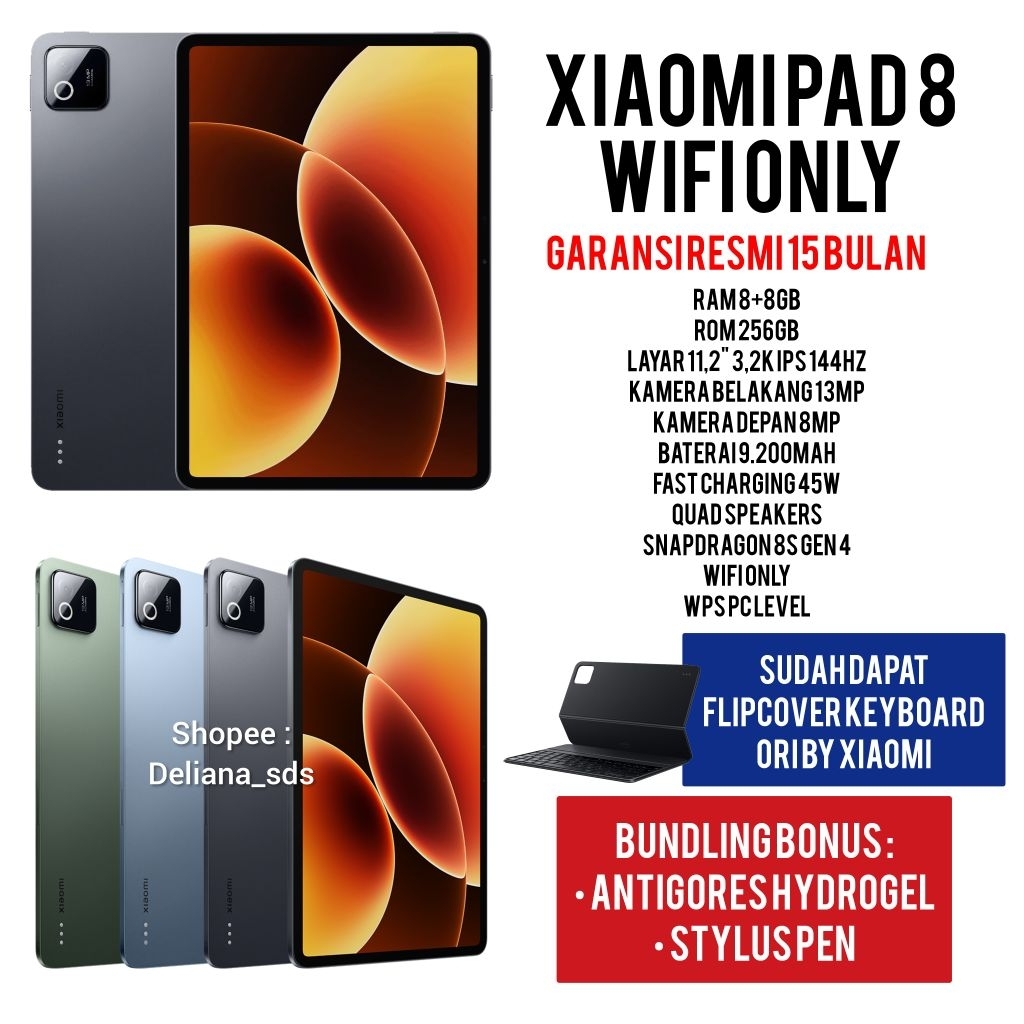 Xiaomi Pad 8 8/256 Wifi Only Garansi Resmi 15 Bulan Xiaomipad 8 Tab Xiaomi Pad 8 Tablet Xiaomi Pad 8