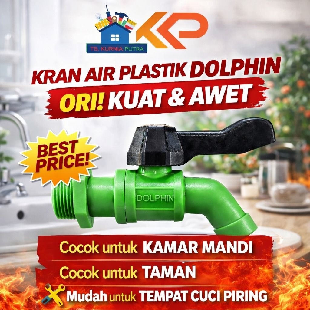Kran Air Plastik Dolphin 1/2 Inch Kuat Awet | Kran Toren Air | Kran Ember | Kran Galon | Kran Taman 