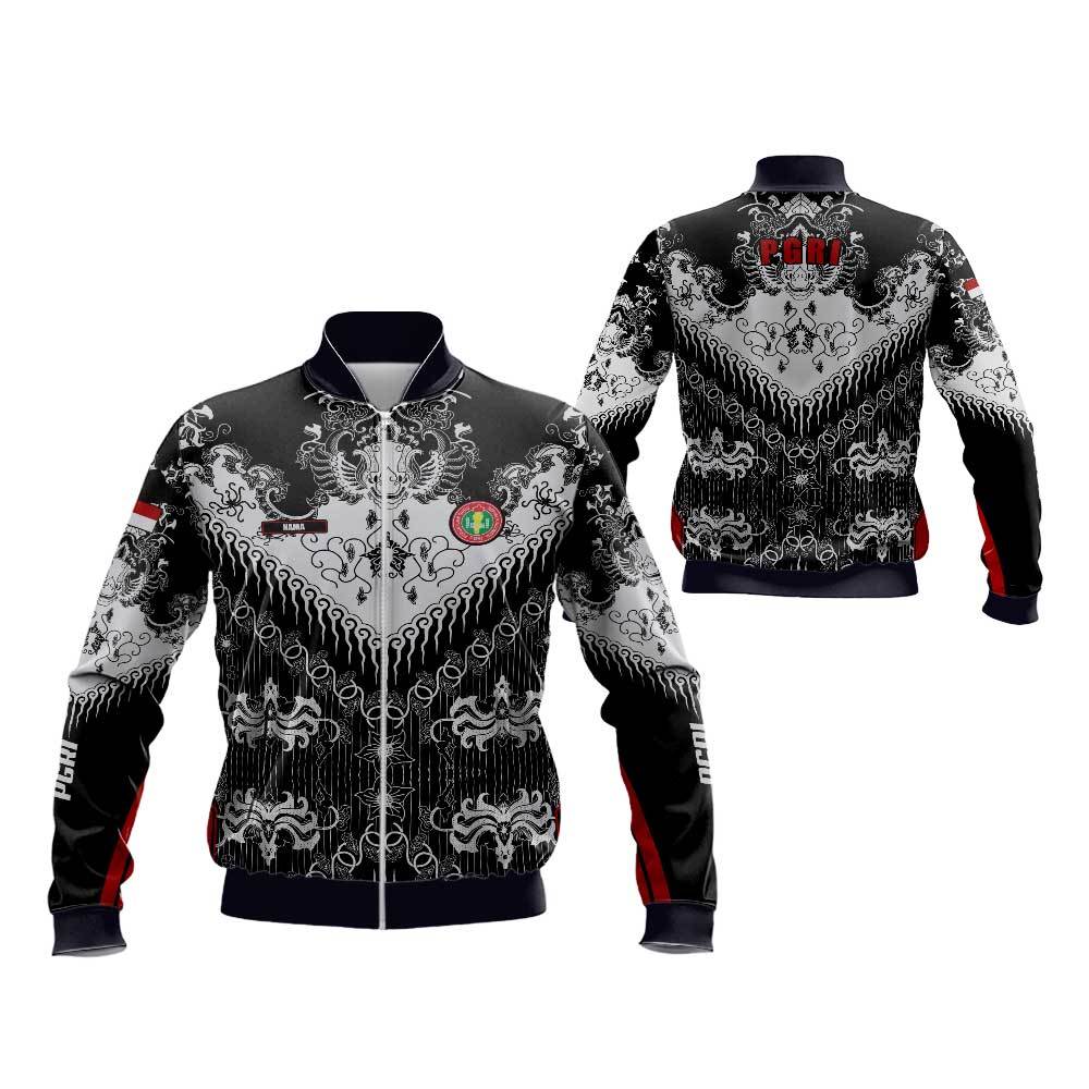 Jaket Bomber PGRI/Jaket Pria Motip Batik PGRI Fullprint