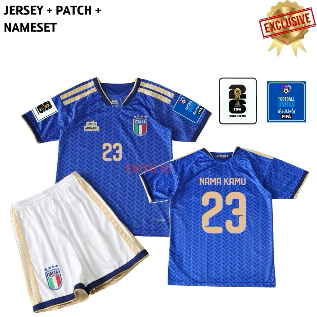 KIDS Jersey Italia Home World Cup 2026 2027 Grade Original - Jersey Anak Italia Piala Dunia 2026
