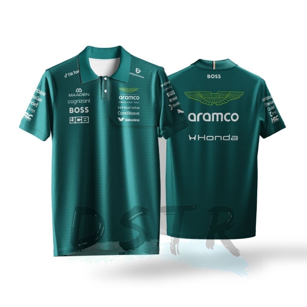 Jersey F1 Aston Martin 2026 Formula One Fullprint Sublimasi Lengan Pendek Warna Hijau