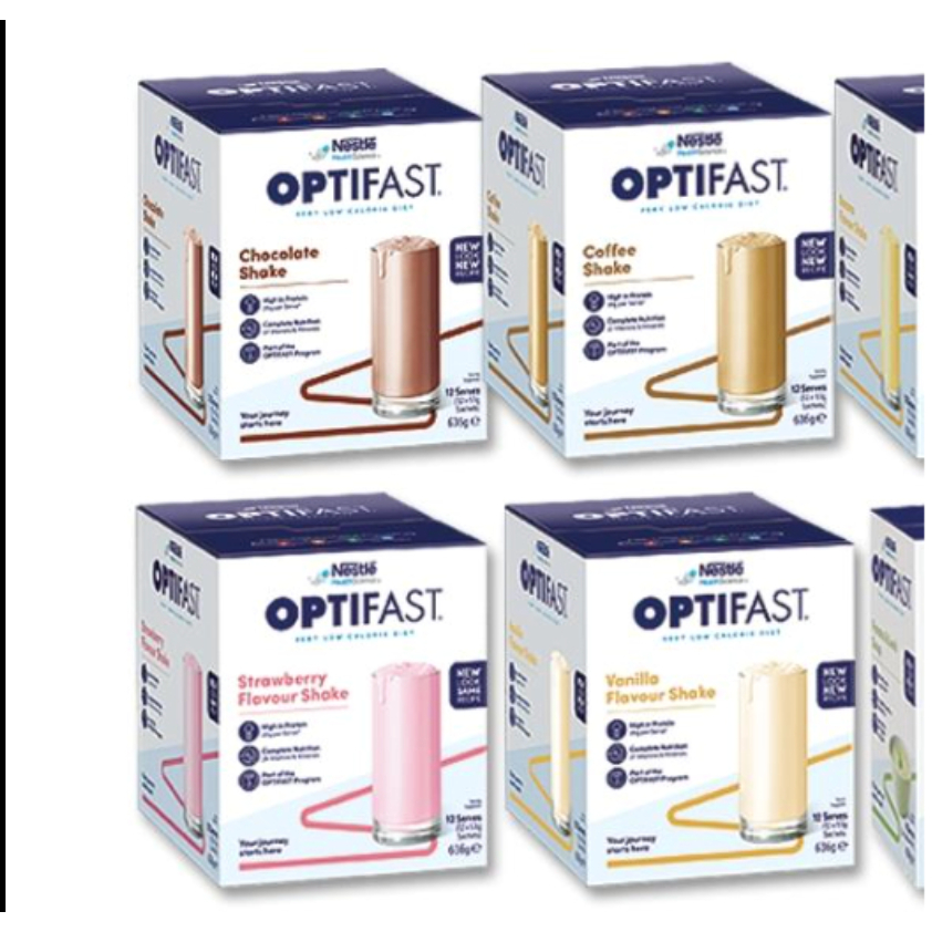 Nestle Optifast Very Low Calorie Diet Milk Shake Chocolate Vanilla Strawberry Coffee 12X53g