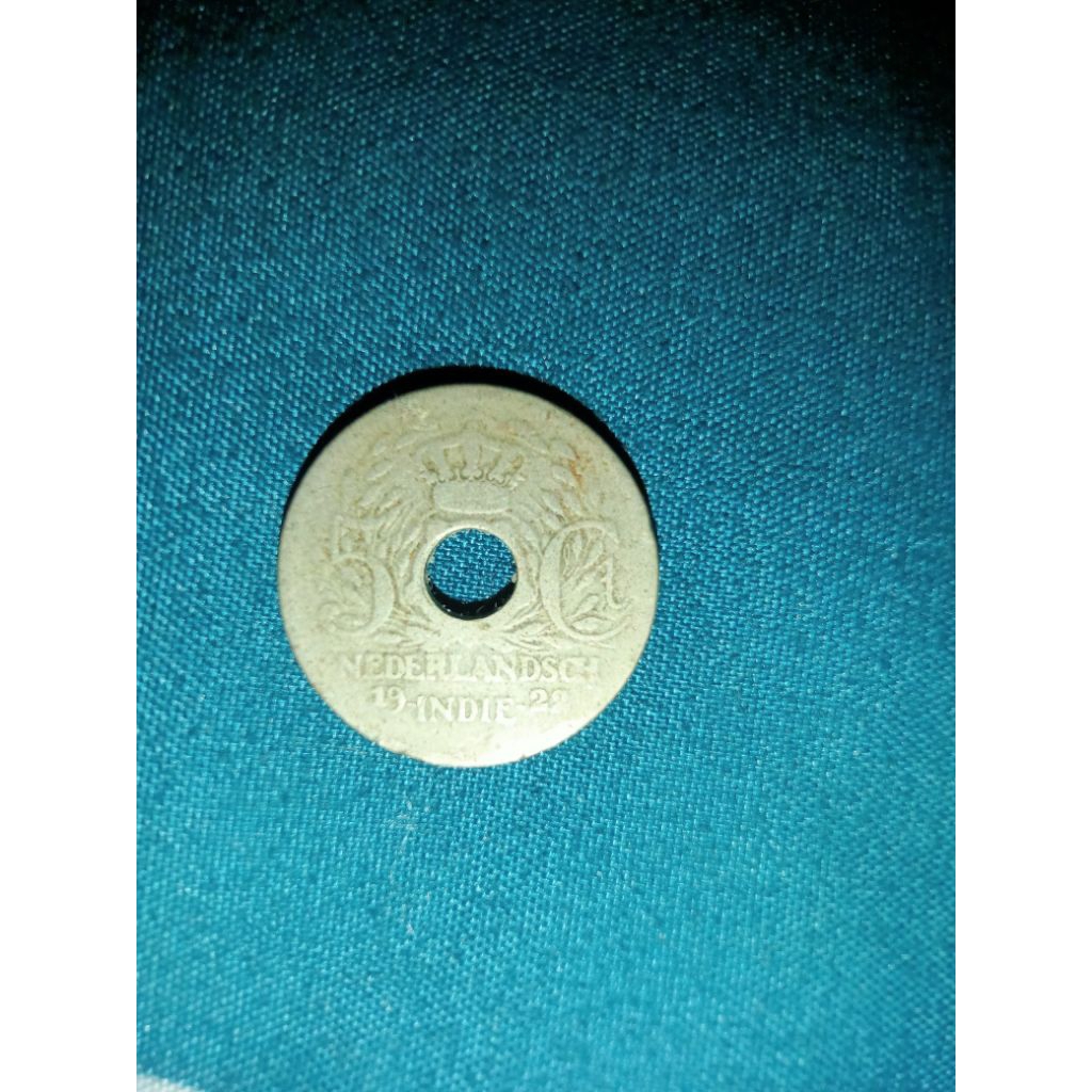 koin kuno 5 Sen (5 Cent) Tahun 1922 dari masa Hindia Belanda (Nederlandsch-Indie)