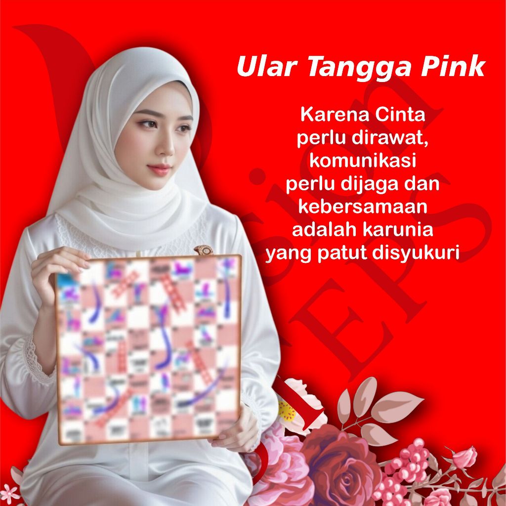 Papan Ular Tangga Couple Pink - 28x28 cm, Keakraban Hubungan Pasutri, Tantangan Seru