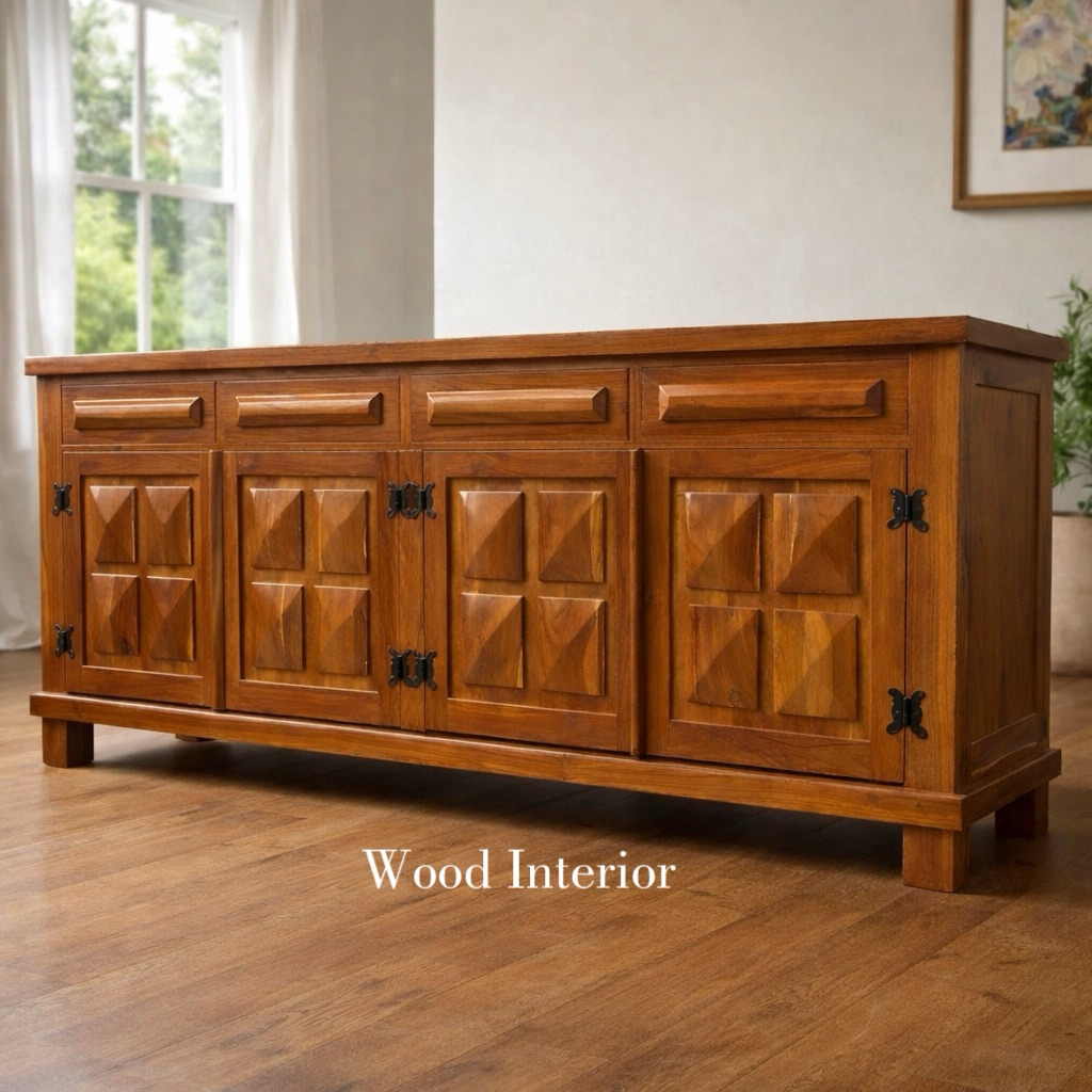 bufet diamond kayu jati | meja bufet minimalis | meja tv laci