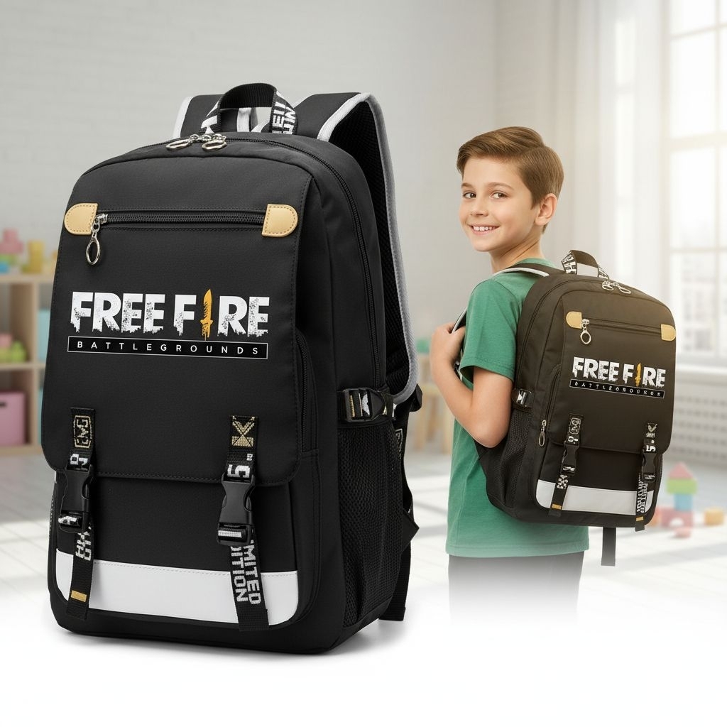 Safiyya Tas Anak - Tas Sekolah anak SD Tas Anak Laki Laki Gaming FF Ransel Free Fire Pria SD