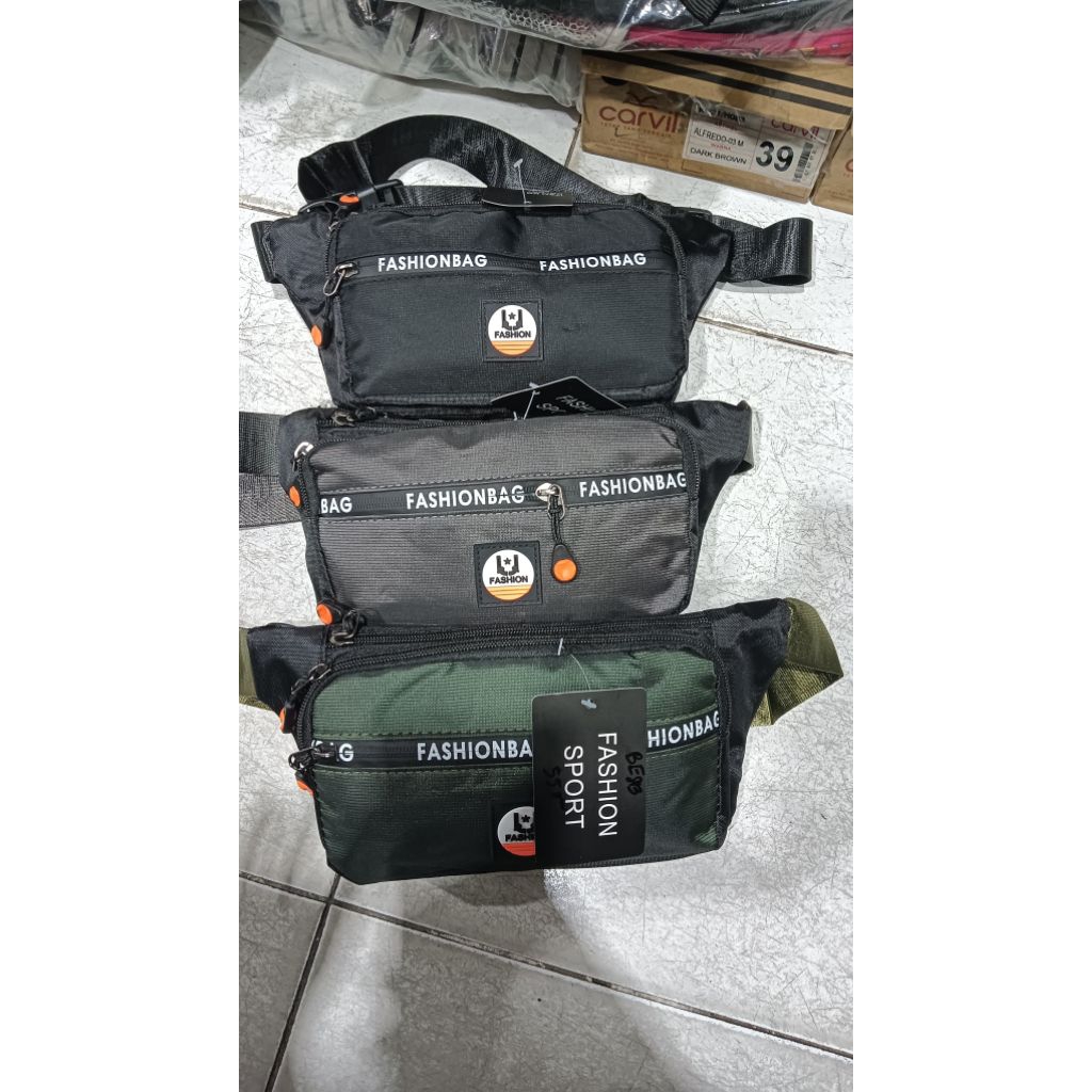 tas pinggang kecil pria bahan kain/kanvas