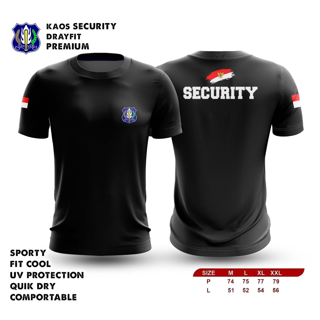 Kaos Satpam Securtiy / Kaos Jersey Security / Satpam Bahan Dryfit
