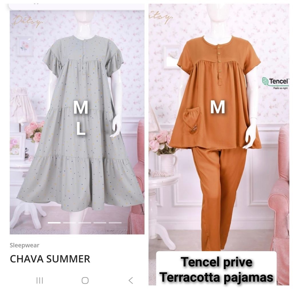 ditsy official desember , chava summer M L , tencel prive teracotta pajamas M