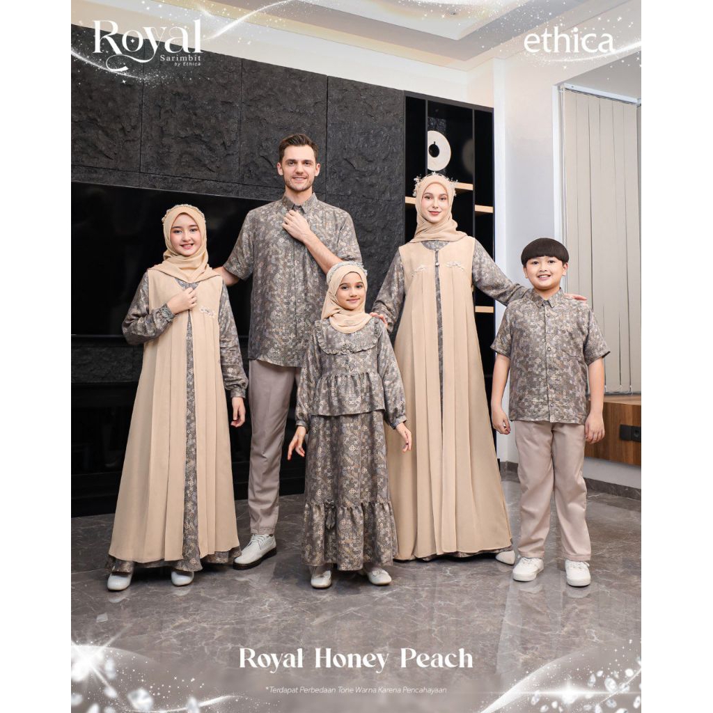 SARIMBIT ROYAL HONEY PEACH 2026 | Gamis Couple | Sarimbit Ethica | Gamis Dewasa | Gamis Anak | Koko 