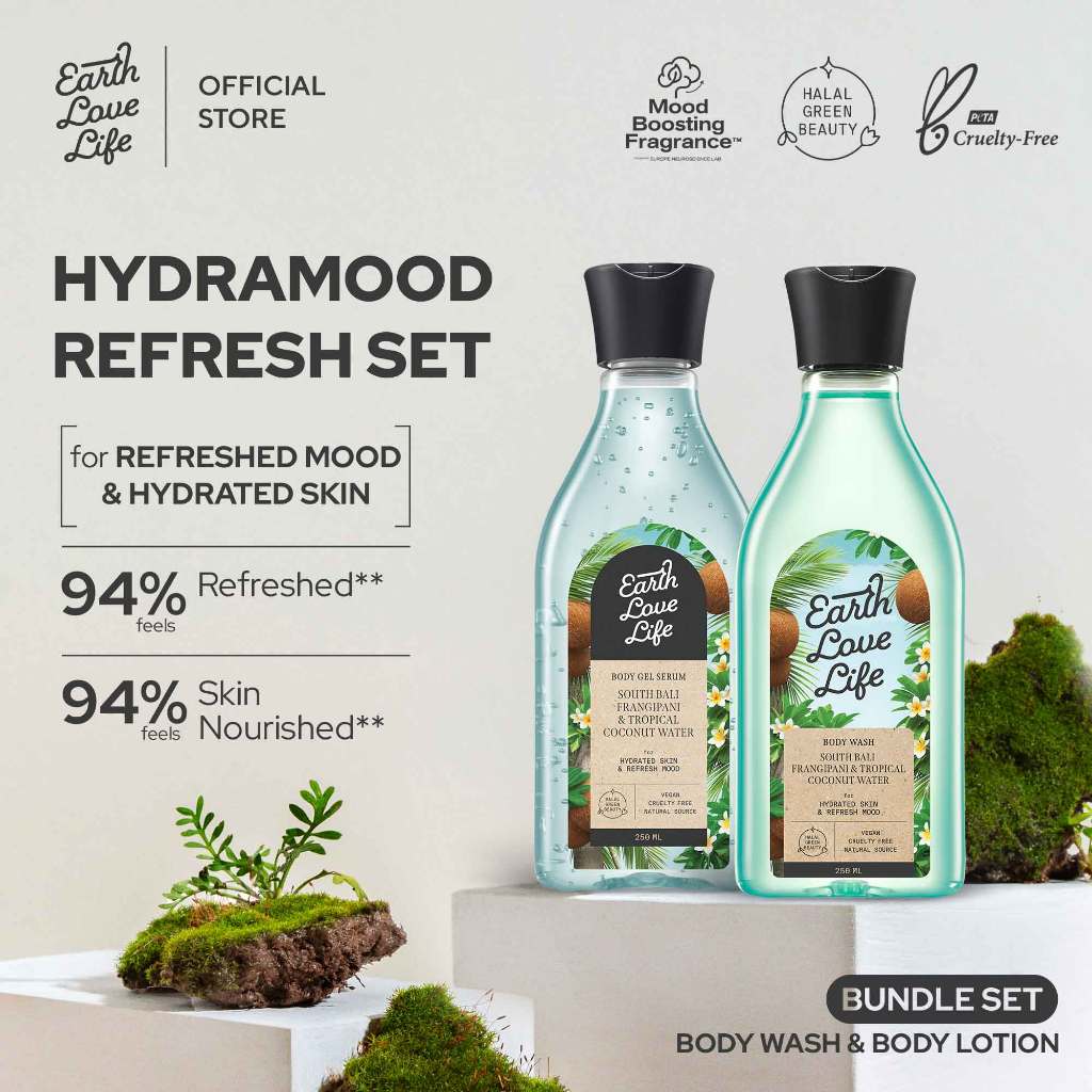[BUNDLE SET] Earth Love Life Bundle South Bali Frangipani Body Wash & Lotion 250mL Sabun Wangi | Sab