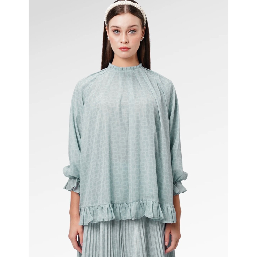 New monogram ruffle blouse by benang jarum