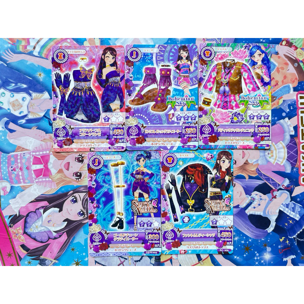 Kartu Aikatsu Jepang Satuan Bohemian Sky Spicy Ageha Promotion Betty Gold Sandal Batik Drawing Phant