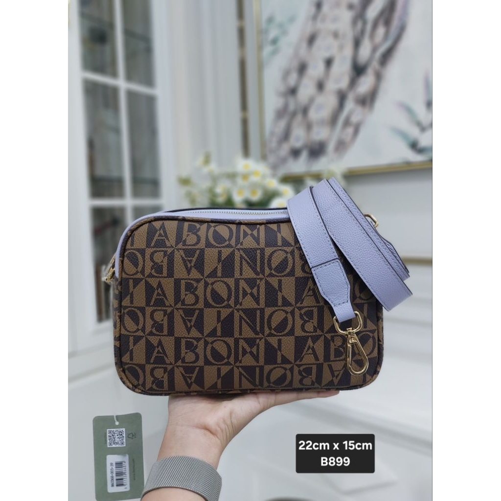 tas selempang camera monogram Lis Lilac Bonia original