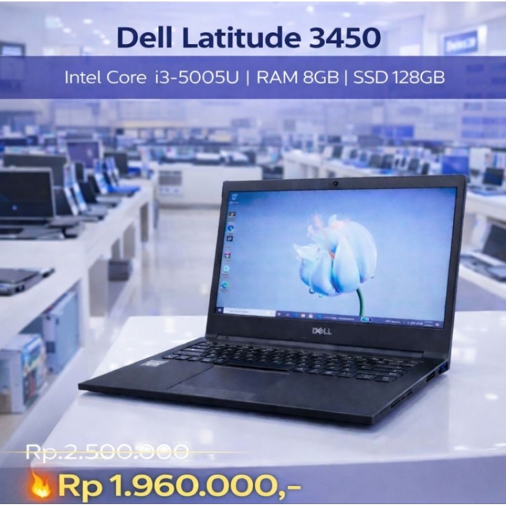 Laptop Siap Pakai Dell Latitude 3450 Intel Core i3 Gen 5 Ram 8GB SSD 128GB - Laptop Tangguh untuk Ke