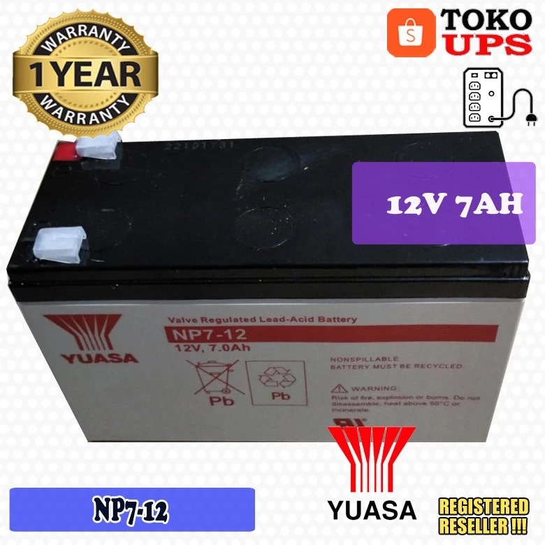 Baterai Yuasa 12V 7AH Yuasa NP7-12 Aki Kering