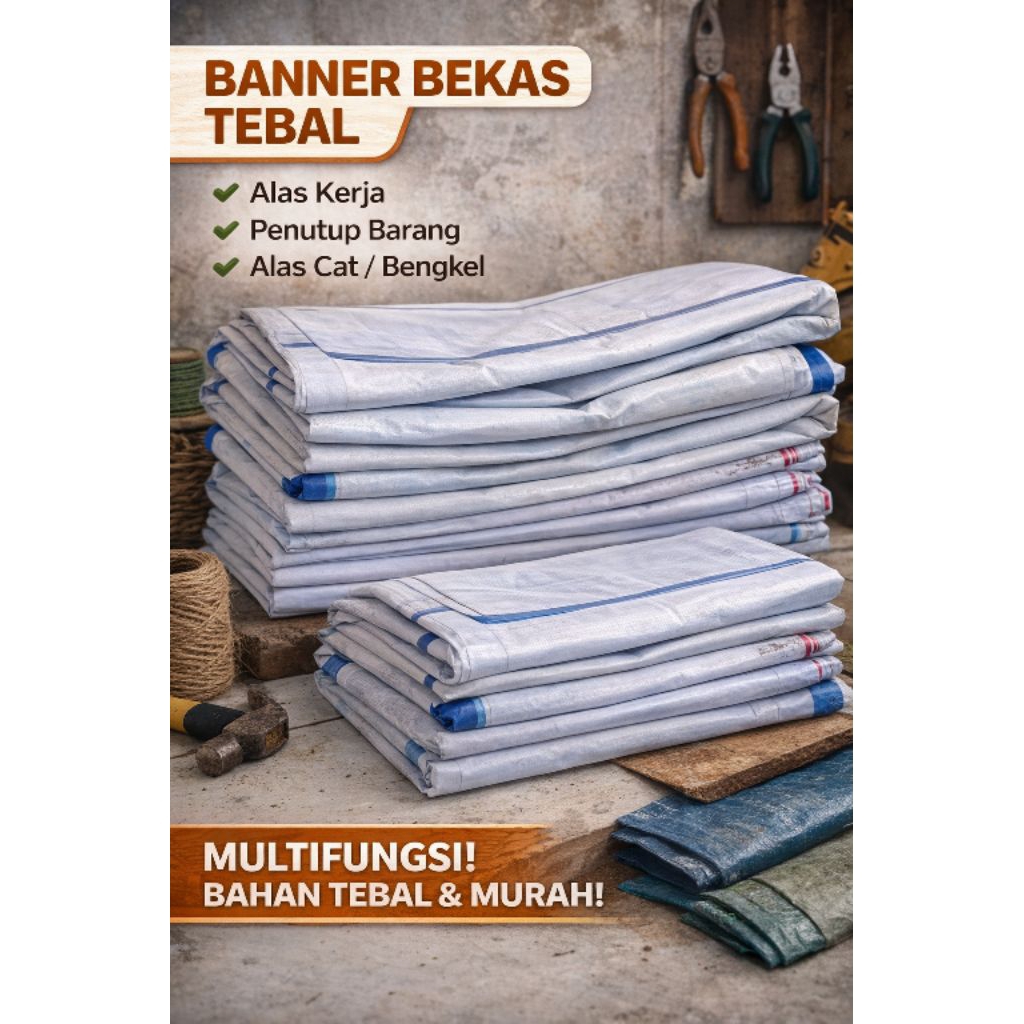 Banner Bekas Murah | Terpal Spanduk Baner Bekas | Alas Kerja Tukang / Penutup Barang / backdrop