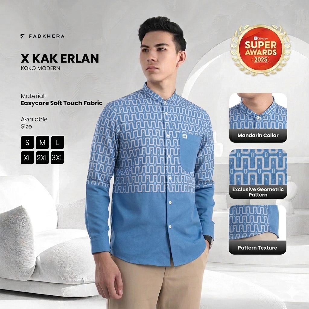 [Fadkhera Official] X Kak Erlan 100% Original | Koko Pria Biru
