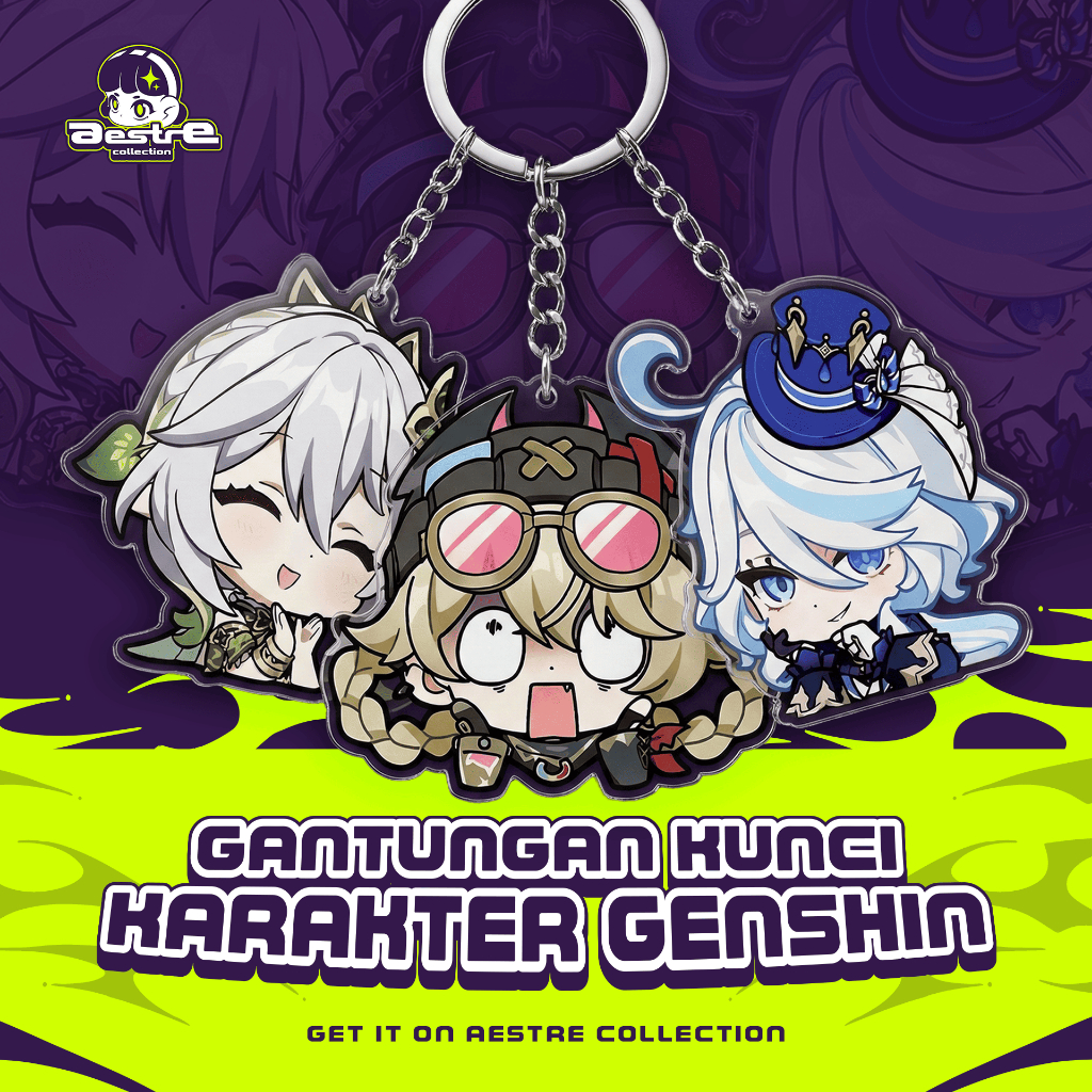 Gantungan Kunci Anime Genshin Impact – Chibi Character Keychain Acrylic Genshin - Aestre Collection