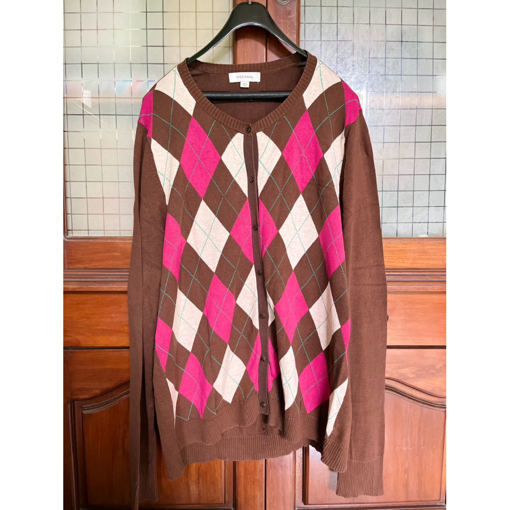 cardigan merona coklat ketupat/argyle (incl admin)
