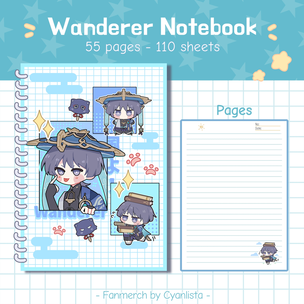[Cyanlista] Genshin Impact Wanderer Notebook | Buku Tulis Genshin Impact Wanderer Scaramouche