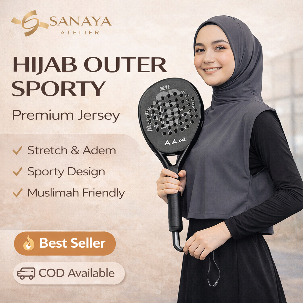 Hijab Outer Sporty Muslimah Jersey Premium | Hijab Gym Running Tennis Wanita Adem | Sanaya Atelier