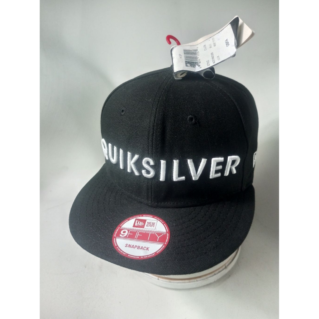 Topi New Era x Quiksilver 9FIFTY Black Snapback One Size Fits Most Hat BNWT