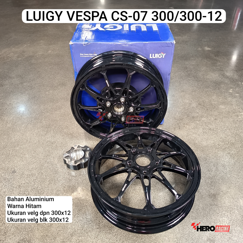 LUIGY VELG MOTOR VESPA CS-07 300/300 RING 12 HITAM