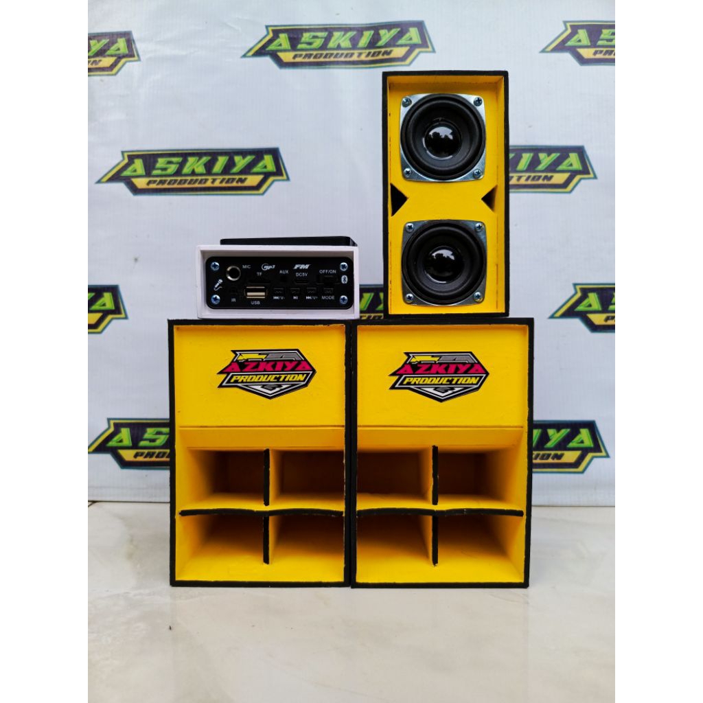Miniatur sound system paket lengkap siap bunyi supali karaoke baterai cas