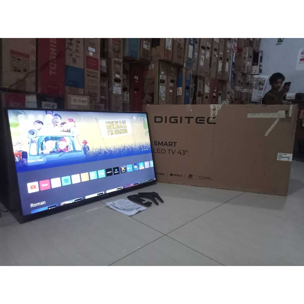 TV LED DIGITEC 43IN FHD SMART TV YOUTUBE DIGITAL TV KONDISI BEKAS PEMAKAIAN 7013F