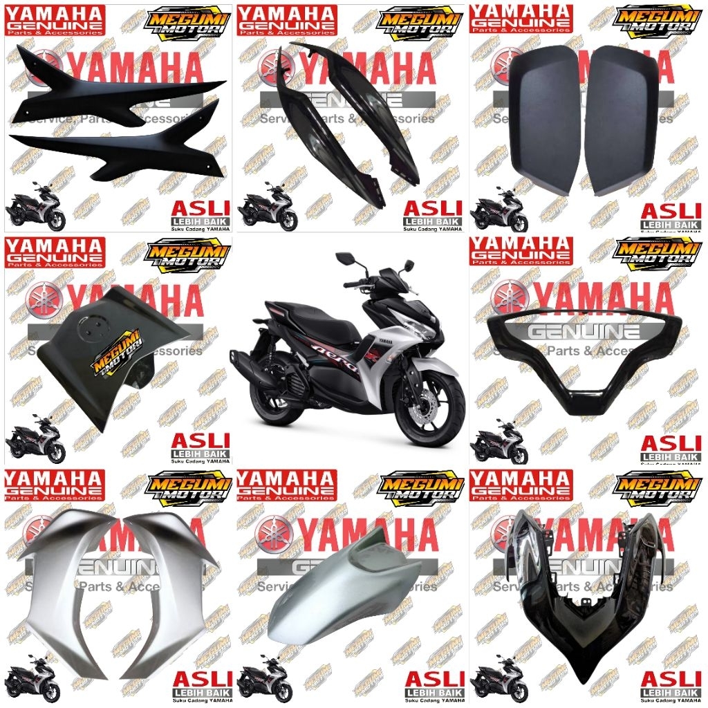 FULL SET COVER BODY HALUS NEW AEROX 155 CONNECTED HITAM SILVER ORIGINAL YAMAHA BBP