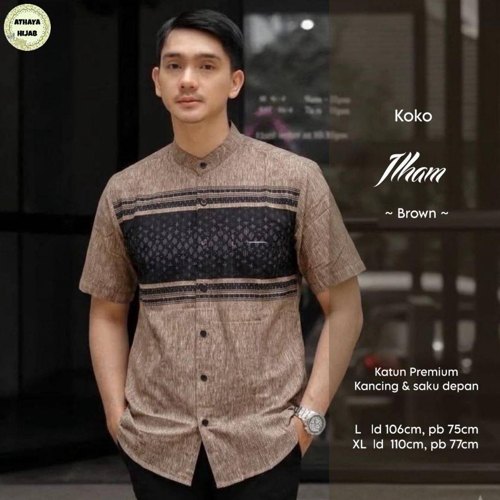 ILHAM KOKO/ KEMEJA/ KOKO BY ATHAYA ORIGINAL NEW KOKO PRIA DEWASA PUTIH LENGAN PENDEK KURTA DEWASA /K