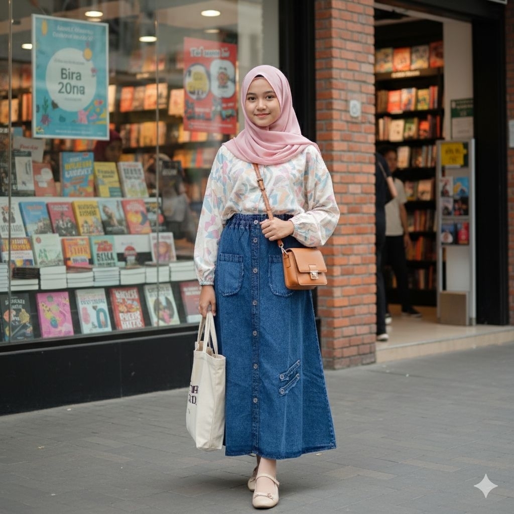 Rok dewasa Jeans Klok A polos