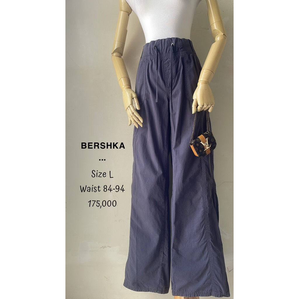 Celana Kulot panjang cargo abu grey bershka original premium murah keren kece bigsize